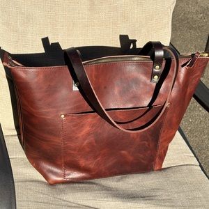 Portland Leather Goods Large Zipper Tote in Lava